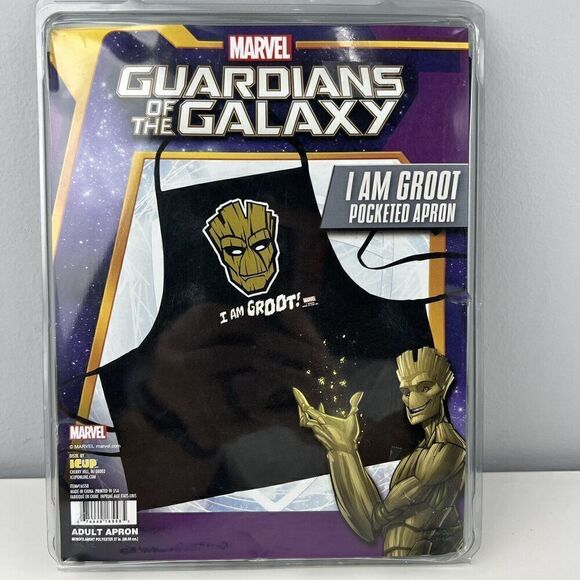 Guardians of the Galaxy - I Am Groot - Pocketed Cooking Apron Black Marvel BBQ - Picture 1 of 3